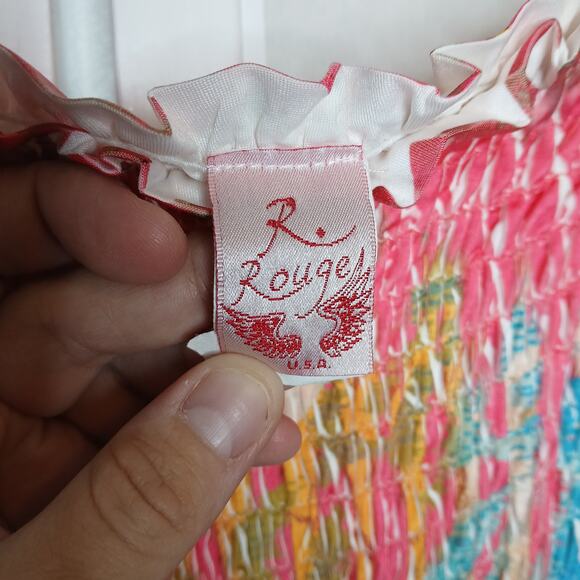 Rouge Y2K Multi Color Rhinestone Strapless Mini Dress Womens LG McBling Abstract - Picture 4 of 9